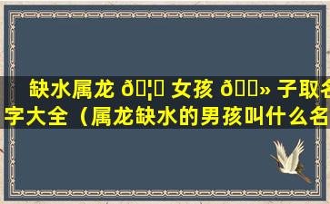 缺水属龙 🦍 女孩 🌻 子取名字大全（属龙缺水的男孩叫什么名字好）